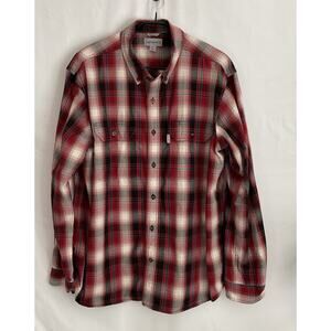 Relaxed Fit Red Plaid Carhartt XL Button Down Shirt